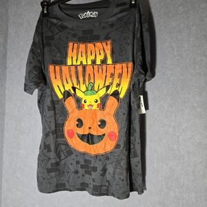 NWT Hybrid Apparel Happy Halloween Gray T-shirt, Pokemon Pumpkin, Boys L